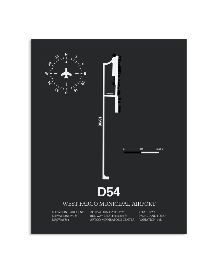Gray Framed West Fargo Municipal Airport layout wall art poster
