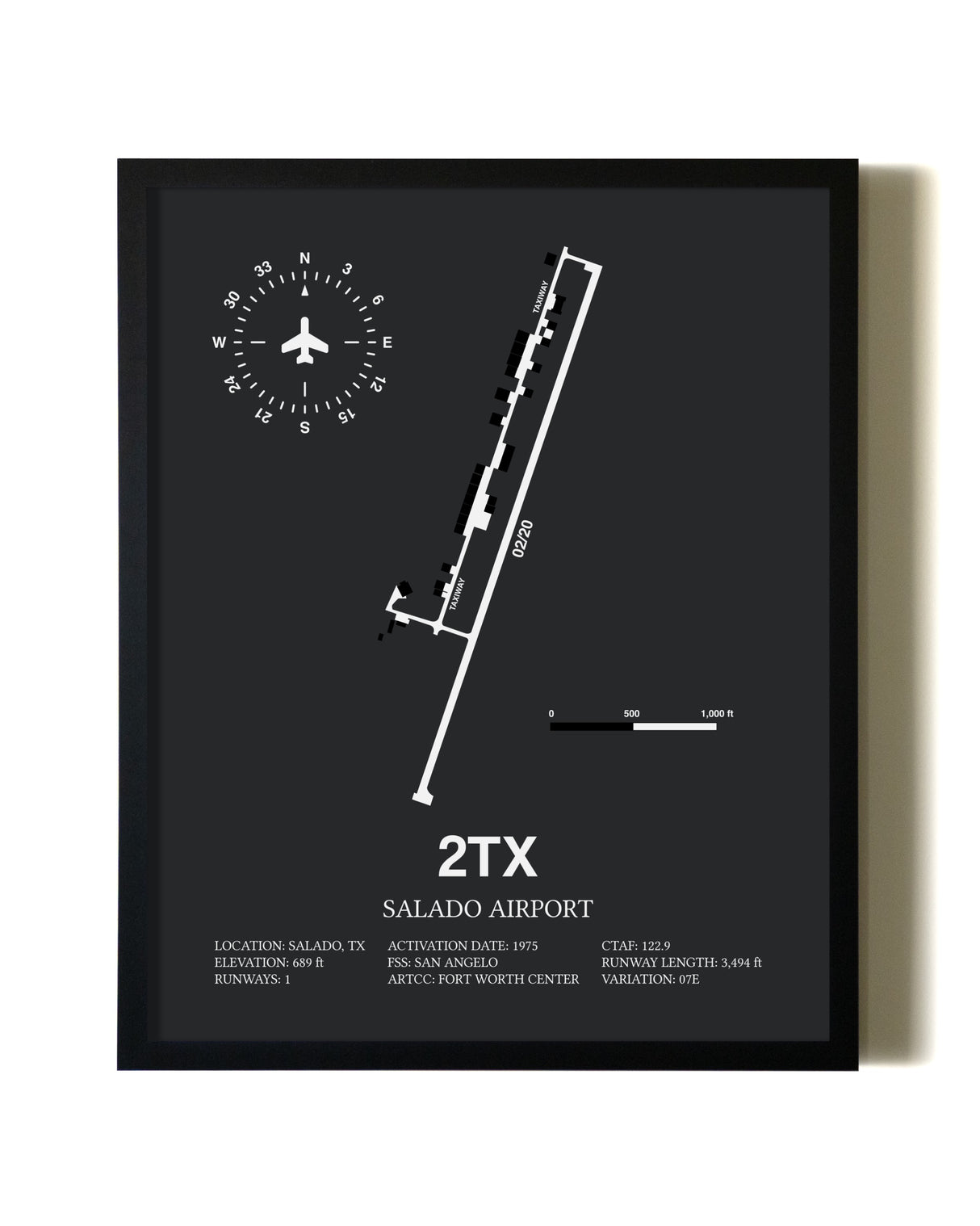 Unframed Salado Airport map print poster