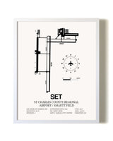 St. Charles County Regional Airport / Smartt Field airport map poster in oak frame