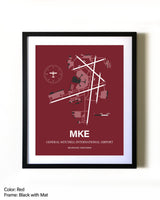 General Mitchell International Airport aviation wall décor in black wood frame