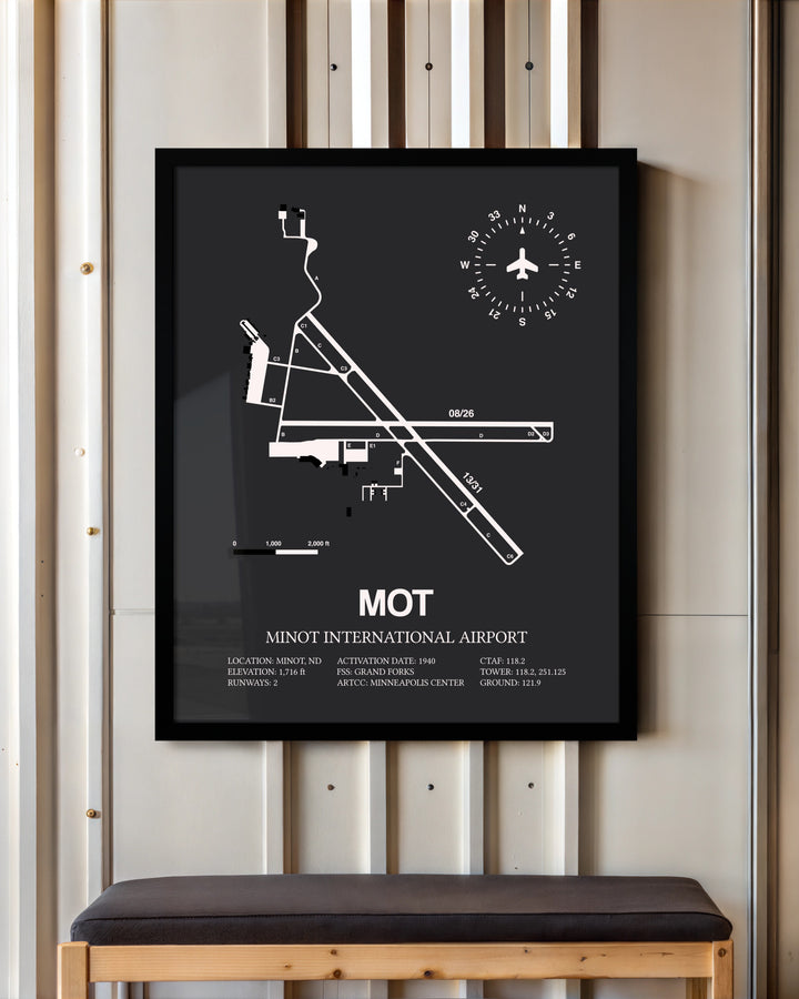 Frame color options for Minot International Airport Wall Art