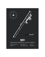 Gray Framed Springfield Robertson County Airport layout wall art poster