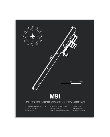 Gray Framed Springfield Robertson County Airport layout wall art poster