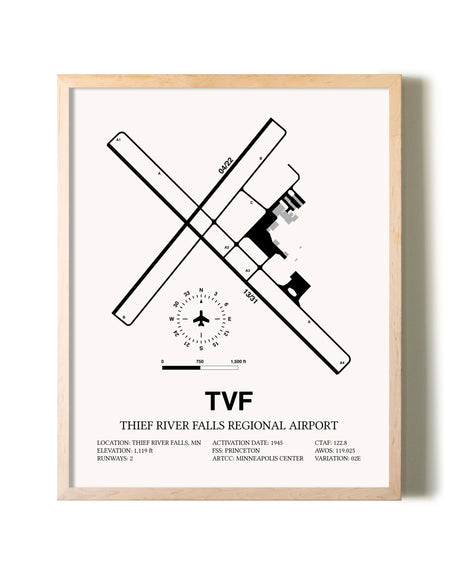Thief River Falls Regional Airport framed wall art in white frame