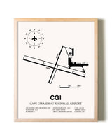 Cape Girardeau Regional Airport framed wall art in white frame