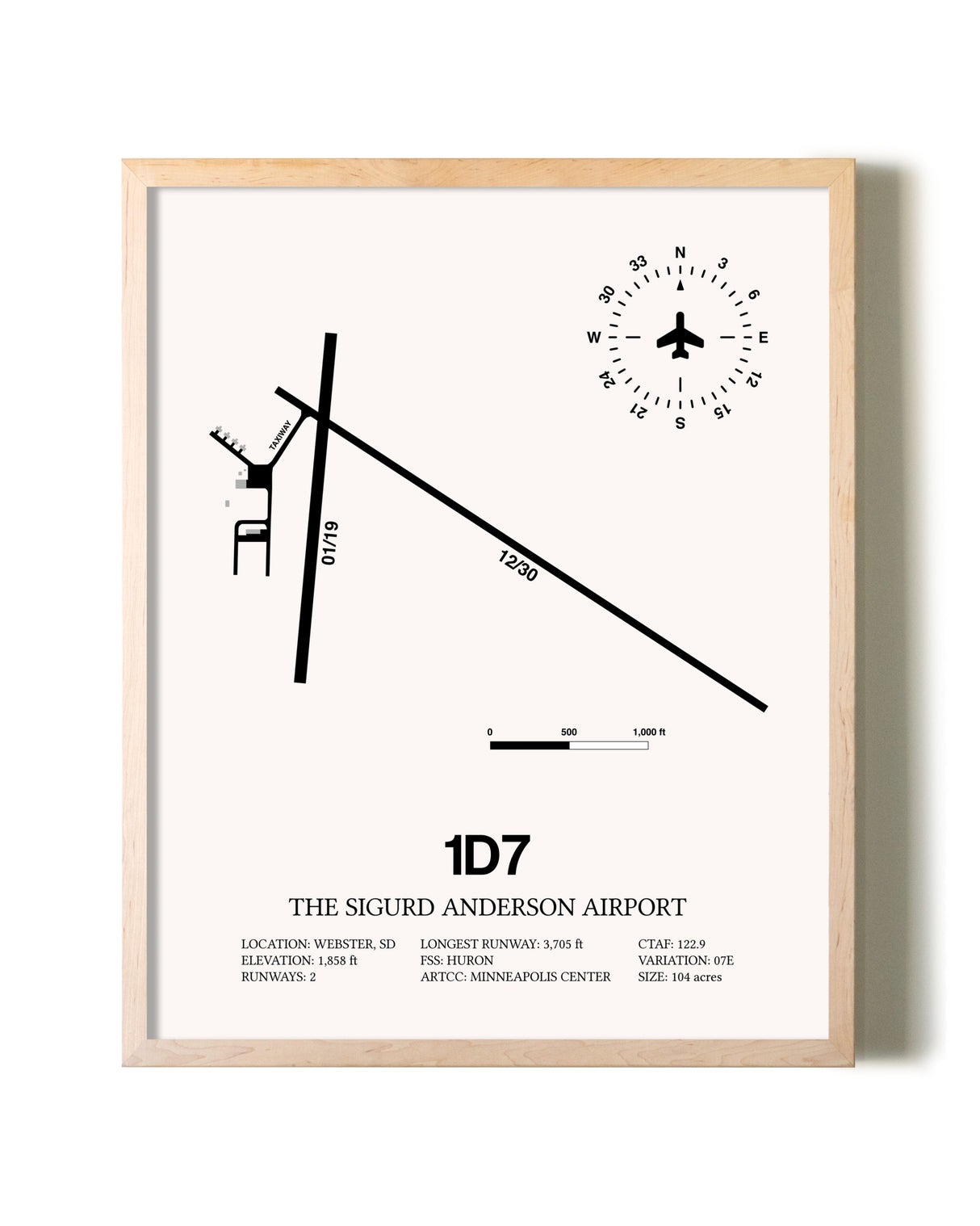 The Sigurd Anderson Airport framed wall art in white frame
