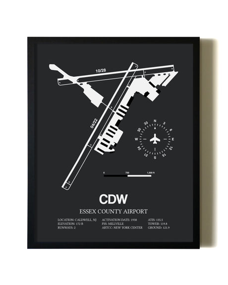 Unframed Essex County Airport map print poster