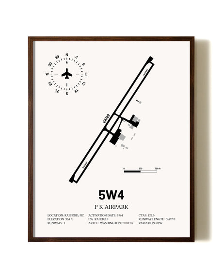 P K Airpark aviation print in walnut frame