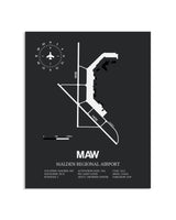 Gray Framed Malden Regional Airport layout wall art poster