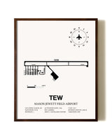 Mason Jewett Field Airport aviation print in walnut frame