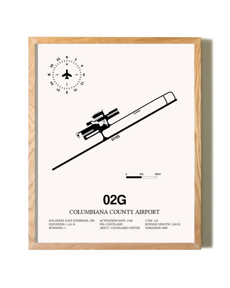 Columbiana County Airport framed print in natural wood frame