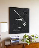 Gray Framed Griffiss International Airport wall art poster in black frame