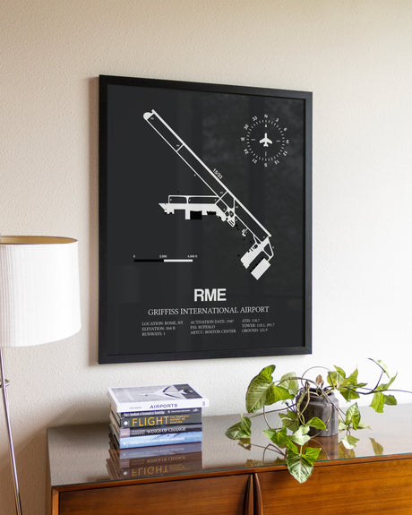 Gray Framed Griffiss International Airport wall art poster in black frame