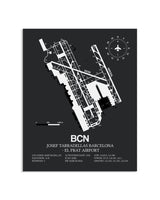 Gray Framed Josep Tarradellas Barcelona-El Prat Airport layout wall art poster