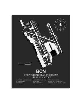 Gray Framed Josep Tarradellas Barcelona-El Prat Airport layout wall art poster