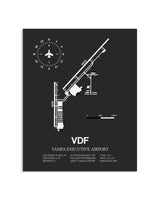 Gray Framed Tampa Executive Airport layout wall art poster
