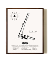 Veterans Airport Of Southern Illinois aviation print in walnut frame