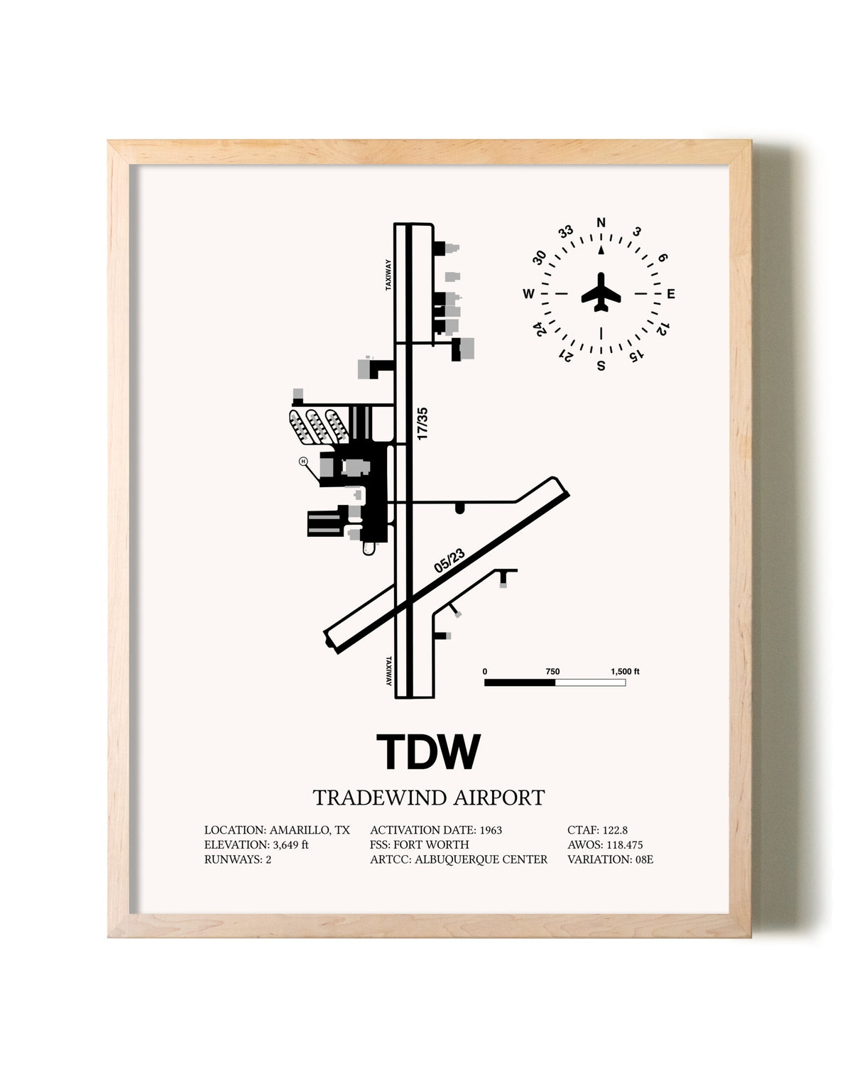 Tradewind Airport framed wall art in white frame