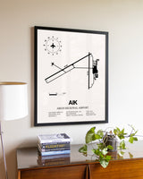 Aiken Regional Airport aviation wall décor in black wood frame