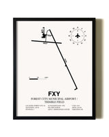 Framed Forest City Municipal Airport / Trimble Field wall art poster in black frame