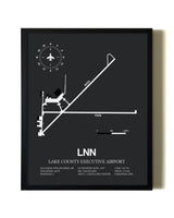 Unframed Lake County Executive Airport map print poster