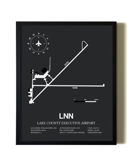 Unframed Lake County Executive Airport map print poster