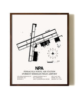 Pensacola Naval Air Station (Forrest Sherman Field) Airport aviation print in walnut frame