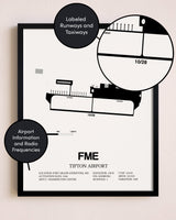 Framed Tipton Airport layout wall art poster