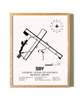 Salisbury-Ocean City Wicomico Regional Airport framed print in natural wood frame