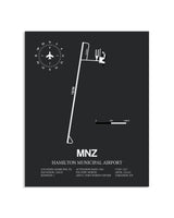 Gray Framed Hamilton Municipal Airport layout wall art poster