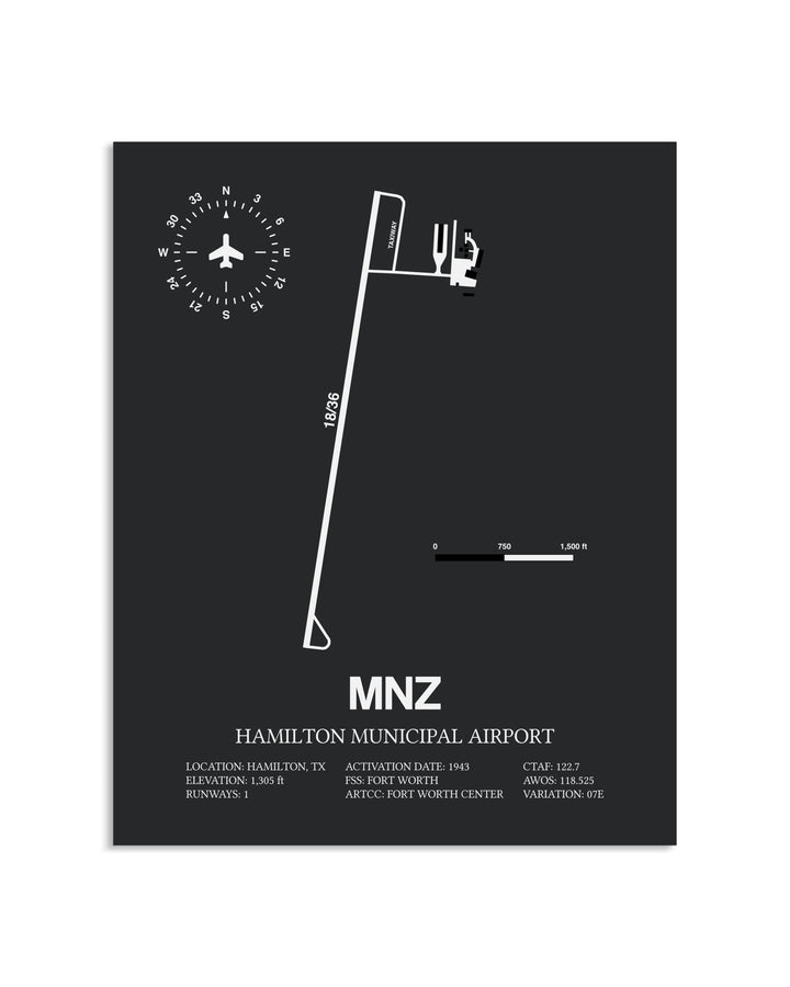 Gray Framed Hamilton Municipal Airport layout wall art poster