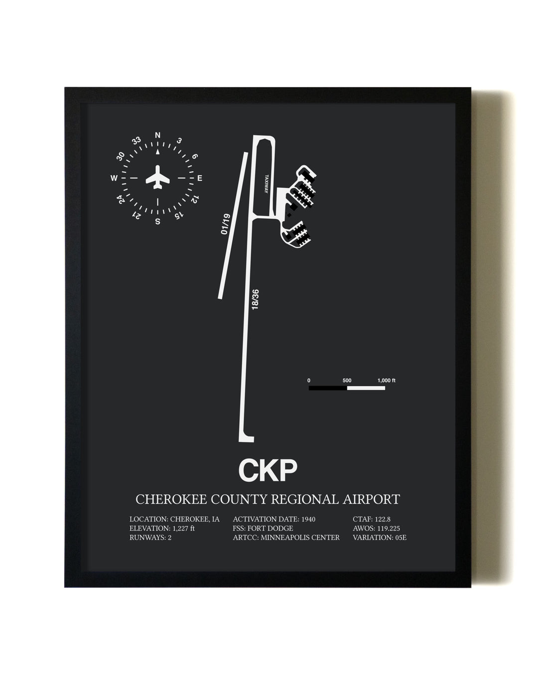 Unframed Cherokee County Regional Airport map print poster
