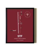 Red Framed George M. Bryan Airport wall art poster in black frame