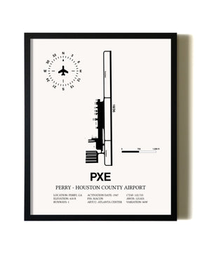 Framed Perry-Houston County Airport wall art poster in black frame