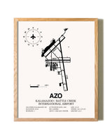 Kalamazoo / Battle Creek International Airport framed print in natural wood frame