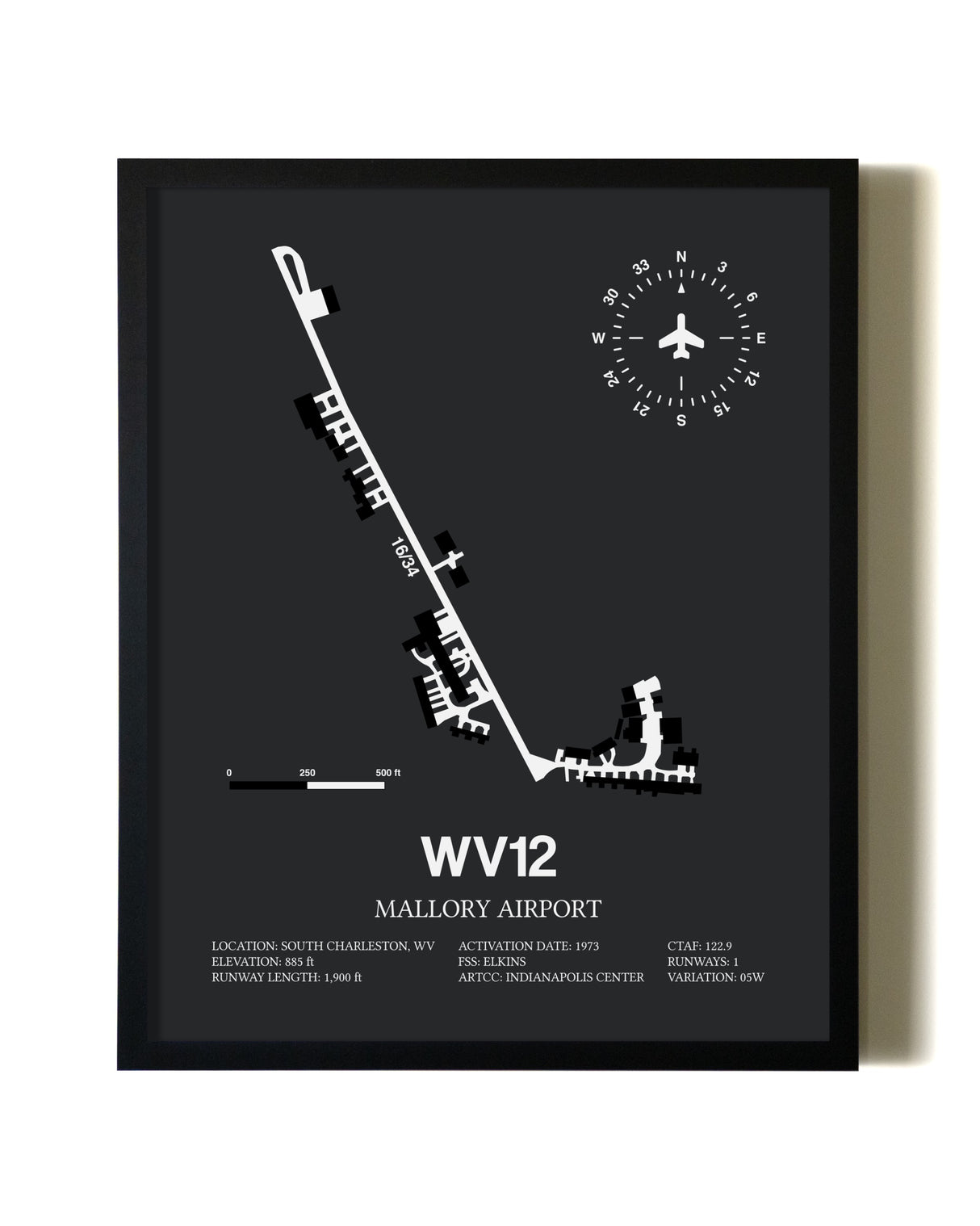 Unframed Mallory Airport map print poster