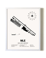 Millard Airport airport map poster in oak frame
