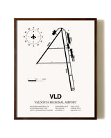 Valdosta Regional Airport aviation print in walnut frame