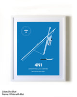 Greenwood Lake Airport framed wall art in white frame with mat