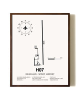 Highland-Winet Airport aviation print in walnut frame