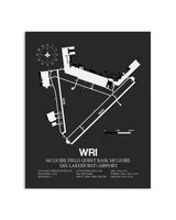 Gray Framed McGuire Field (Joint Base McGuire Dix Lakehurst) Airport layout wall art poster