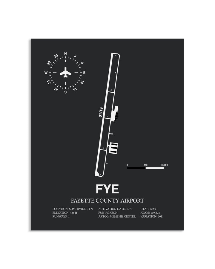 Gray Framed Fayette County Airport layout wall art poster