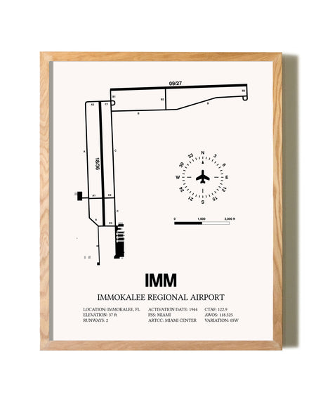 Immokalee Regional Airport framed print in natural wood frame