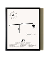 Framed Liberty County Airport wall art poster in black frame