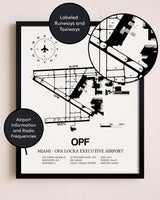 Framed Miami-Opa Locka Executive Airport layout wall art poster