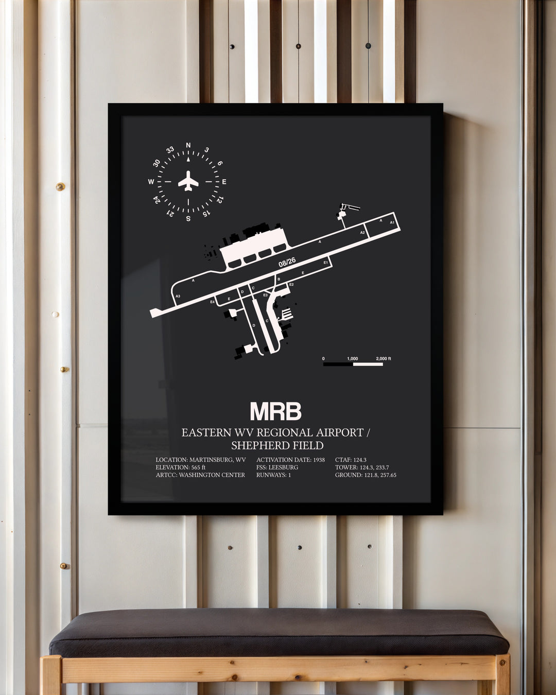 Frame color options for Eastern WV Regional Airport / Shepherd Field Wall Art