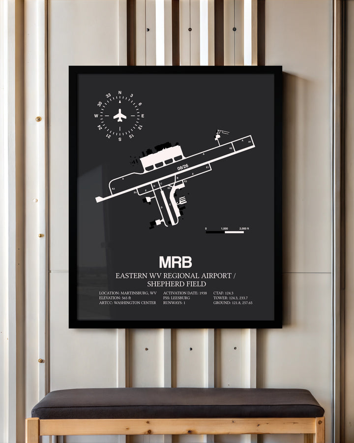 Frame color options for Eastern WV Regional Airport / Shepherd Field Wall Art