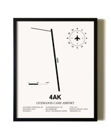 Framed Livengood Camp Airport wall art poster in black frame