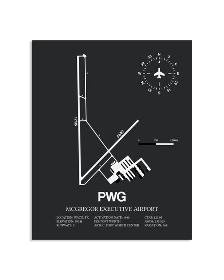 Gray Framed McGregor Executive Airport layout wall art poster