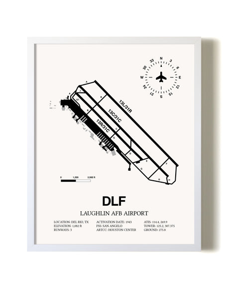Laughlin AFB Airport airport map poster in oak frame